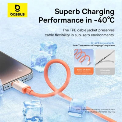Baseus O℃ Anti-Freezing PD 20W Fast Charging Cable Data Cord For iPhone 14 13 12 - Image 1 of 4