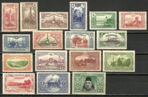 Turkey Ottoman 1914 complete set to 200pi in mint condition, lovely scarce set Cover