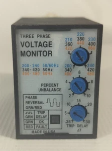 SSAC PLMU11 8 Pin Plug-In 3 Phase Voltage Monitor 200 - 480 VAC - Picture 1 of 5