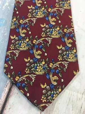 Burberrys OF LONDON Red FLORAL 100% Silk Men's Neck Tie 60 X 4 VINTAGE TIE - Image 1 of 4