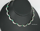 12 Karat Baguettenschnitt simulierte Smaragd & Diamant Halskette 925 versilbert vergoldet