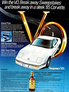 1980 Chevrolet Corvette Vintage Seagram's V.O Original Print Ad 8.5 x 11" - Picture 1 of 8