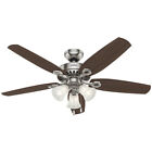 Hunter Builder Plus 52" Ceiling Fan w/ LED Lights and Pull Chain, Brushed Nickel