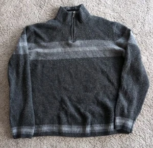 Pull pull homme Daniele Blasi gris rayé 1/4 zip laine mélangée taille XL - Photo 1/5