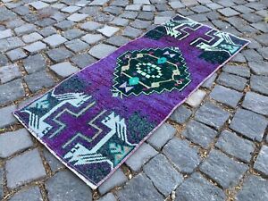 Doormats, Vintage Rug, Handmade Rug, Turkish, Small Rug, Organic | 1,3 x 3,2 ft