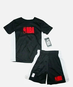 Official NBA Boys 2 piece shorts & t-shirt set Black Red Size 4 MSRP:$40.00 - Picture 1 of 5