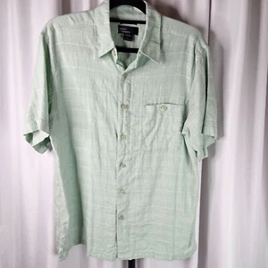 Marc Edwards Camp Shirt L in Mint Weave Washable Linen Blend Lightweight Texture - Picture 1 of 6