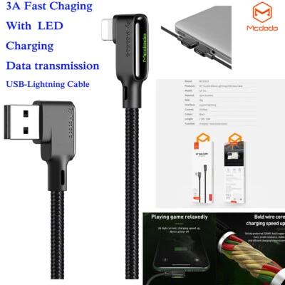 MCDODO 90 Degree Right Angle USB A To iPhone Charging Data Cable for iPhone/iPad - Image 1 of 4