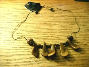Women's Necklace 23" Brown Jewelry Cord Multi-Size Brown Plastic Beads New - Picture 1 of 3
