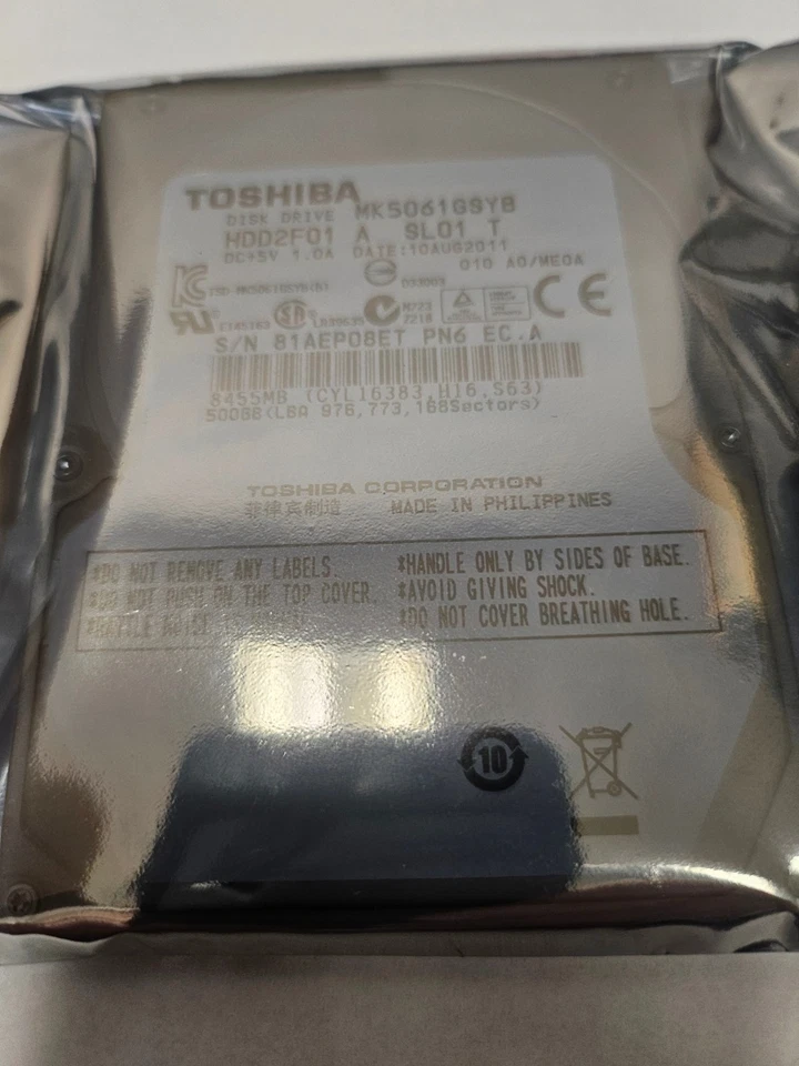 NUEVO Disco duro para portátil Toshiba SATA 500 GB 2,5" MK5061GSYB HDD2F01 A 7200 RPM Foto 1 de 1