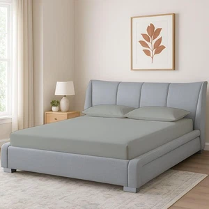 King Waterbed Sheets, 4-Piece 100% Egyptian Cotton Attached Sheet Set with 15... - Bild 1 von 8