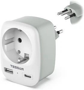 3-in-1 Reiseadapter Brasilien | USB-C & USB-A Ladeports | 2500W Leistung - Bild 1 von 8