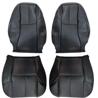 Кожаные чехлы на сиденья водителя и пассажира черные для Chevy Silverado 1500 2500 2007-2014 годов выпуска - Изображение 1 из 4