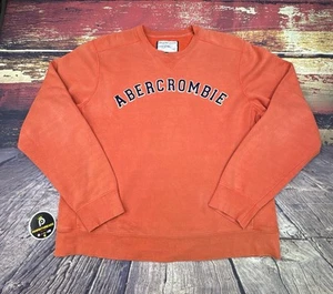 Abercrombie & Fitch Sweatshirt Mens Large Vtg Y2K Spellout Crewneck Orange Fade - Picture 1 of 11