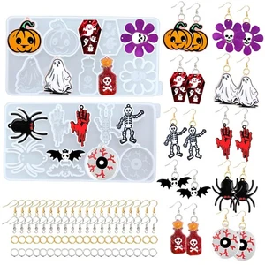 82 Stück Halloween Harz Formen Ohrring mit Loch, 10 Paar Halloween Silikon - Bild 1 von 7