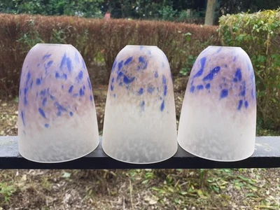 3 Tulipes En Pâte De Verre Signer Schneider art déco lustre degué Muller - Photo 1/4