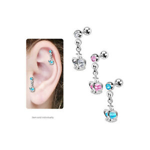 Tragus Cartilage Crown Cage with Gem Earring JD06 BodyJewelryOnline