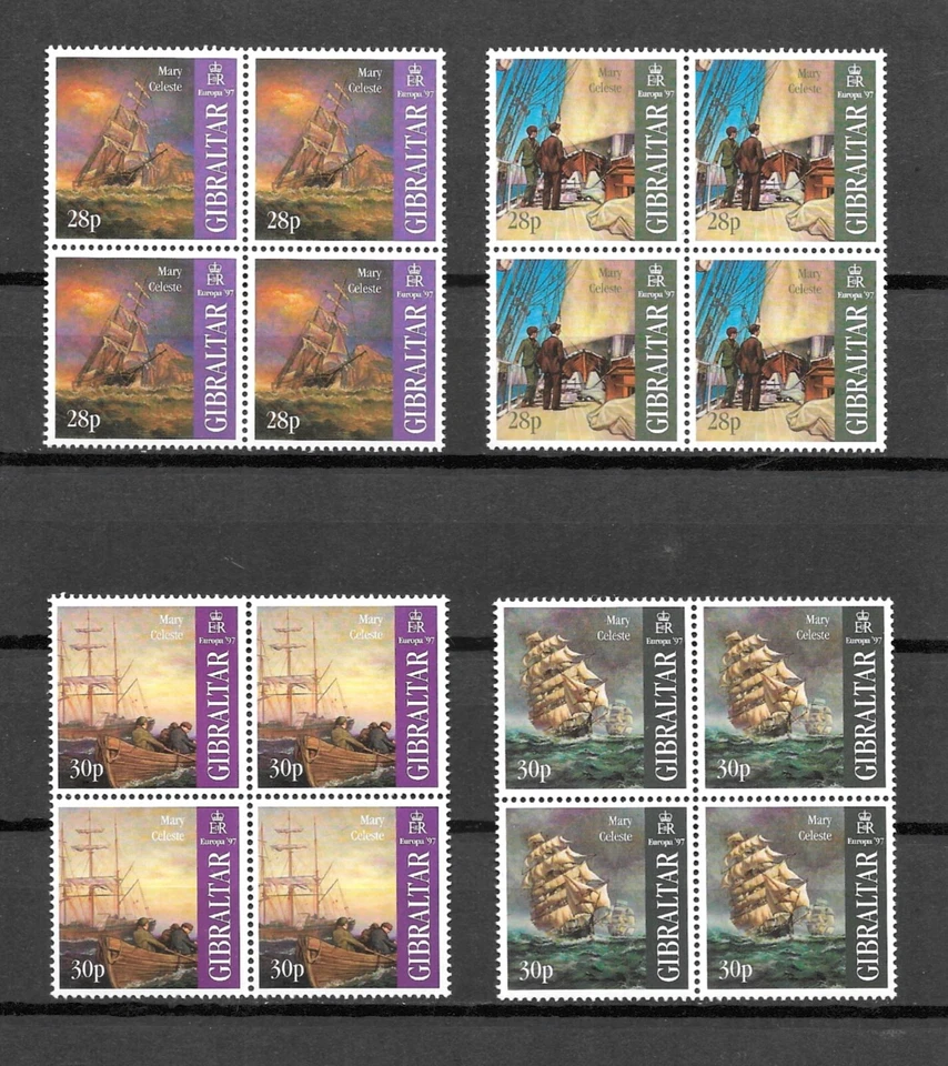 Gibraltar 1997 Mary Celeste, complete set in blocks of four MNH (G551) - Image 1 of 1