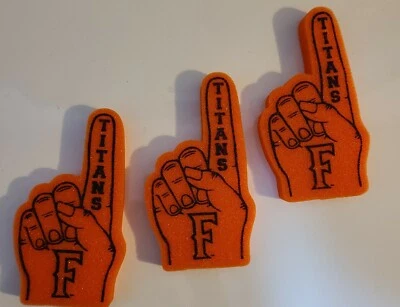 CAL STATE FULLERTON TITANS NCAA Team mini foam finger # 1 top  ORANGE COUNTY set - Image 1 of 2