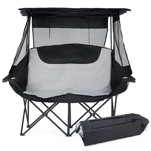 Beach Camping Folding Chair with Canopy for Camping Chair Foldable W/Sun Shade - Picture 1 of 22