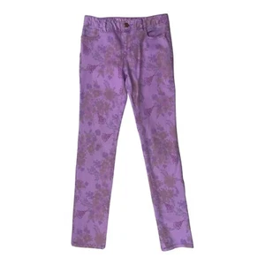 Gap Kids Girl's Colorpop Purple Floral Print Denim Skinny Jeans Pants SZ 12 REG - Picture 1 of 10
