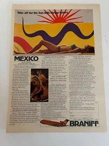 Vintage 1976 Braniff International Print Ad Mexico Flying Colors - Picture 1 of 3