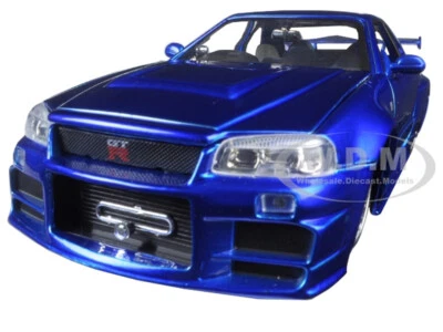 BRIAN'S NISSAN GTR SKYLINE R34 BLUE "FAST & FURIOUS" 1/24 DIECAST CAR JADA 97173 - Image 1 of 4