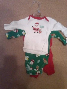 NWT 3-PC INFANT CHRISTMAS SANTA SET LS BODYSUIT, PANTS, & SHIRT SIZE 0-3 MONTHS - Picture 1 of 2