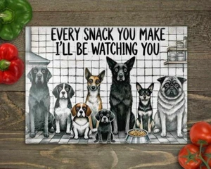 Staring Dogs Funny Snack Glass Cutting Board - Picture 1 of 1