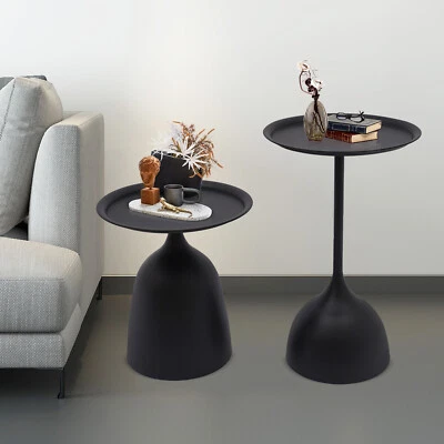2Pcs Modern Iron Round Sofa Side Table Coffee Table Lving Room Bedroom End Desk - Image 1 of 4