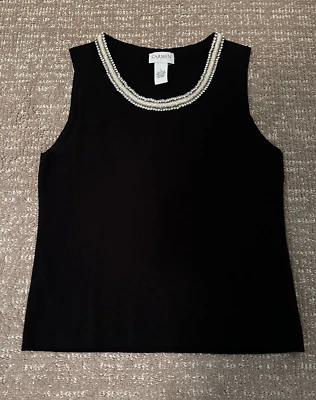 Camiseta sin mangas suéter adornado con estrás negra L de Carmen para mujer podría caber M Foto 1 de 4
