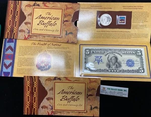2001-P U.S MINT BU NATIVE AMERICAN BUFFALO 2pc COINAGE AND CURRENCY SET OGP+COA! - Picture 1 of 6