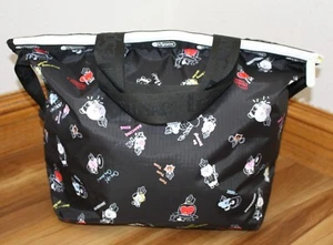 LeSportsac Black/Multi Color Characters Easy Carry Tote Crossbody + Top Handle - Picture 1 of 9
