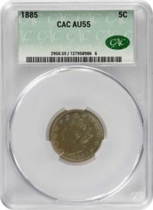 1885 Liberty Nickel AU55 CACG - Picture 1 of 4