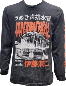 Junji Ito Mens Long Sleeve T-Shirt - Supernatural Mineral Wash Monster Image - Picture 1 of 2