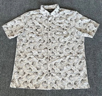 Croft & Barrow Quick Dry Shirt Mens L Gray Blue Geometric Marlin Fish AOP  - Image 1 of 4