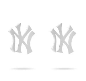 Sterling Silver NY Yankees Stud Earrings Stamped M925 MLB - Silver / Rhodium - Picture 1 of 3