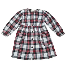 Zara Kids Girl Holiday Christmas Plaid Red Green White Long Sleeve Dress Sz 8 9 - Picture 1 of 4