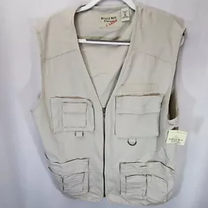Gilet con cerniera Bugle Boy vintage nuovo con etichette pesca tattica escursionismo fotografia XL - Foto 1 di 9