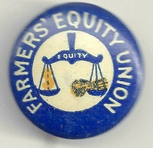 Vintage Farmers Equity Union Pin ~ Waage mit Heu Konvolut & Dollarschild - Bild 1 von 2