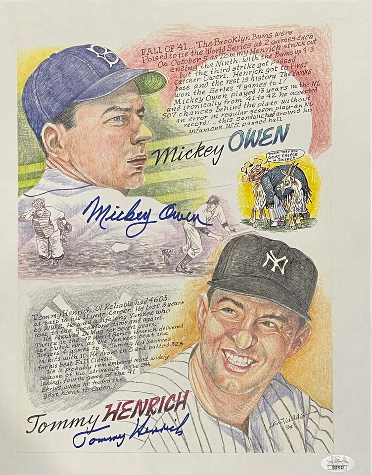 Mickey Owen & Tommy Henrich Autographed 11x14 Litho (JSA) - Image 1 of 1