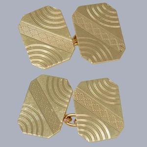 Vintage 9ct Gold Cufflinks by Henry Griffiths – Birmingham 1966 – Art Deco Style - Picture 1 of 5