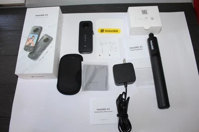 Used Once Insta360 X3 Pocket 360 Action Camera W/ 360 SelfieStick - In Box - Image 1 of 4