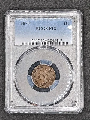 1870 Indian Head Cent | PCGS F12 - Image 1 of 4