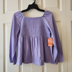 Wonder Nation Girls Purple XL (14-16) Plus Long Sleeve Smocked Top - Picture 1 of 8