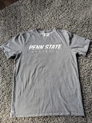 Nike Dri Fit Penn State Football Nittany Lions T-Shirt Mens sz large Gray Swoosh - Image 1 of 4