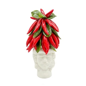 DECORACIÓN CERÁMICA BASSANO Teste Di Moro 25 cm MOTIVO CHILE - Imagen 1 de 3