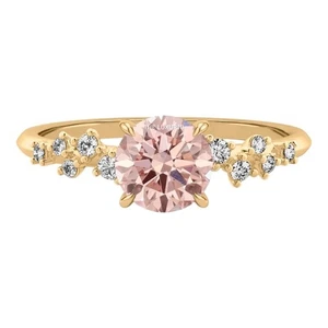 Diamond Ring IGI Fancy Intense Pink Round 1.15 Carat Lab Grown 14k Yellow Gold - Picture 1 of 9