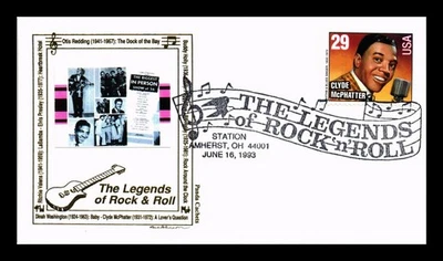 DR JIM STAMPS US COVER CLYDE MCPHATTER LEGENDS OF MUSIC FDC PASTED ON CACHET - Image 1 of 2