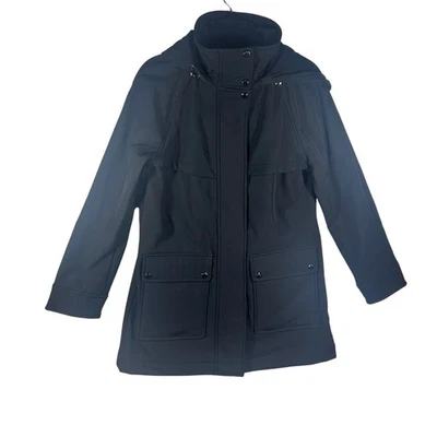 Nine West 连帽软壳夹克黑色防水全拉链女式 XS — 第 1/4 张图片